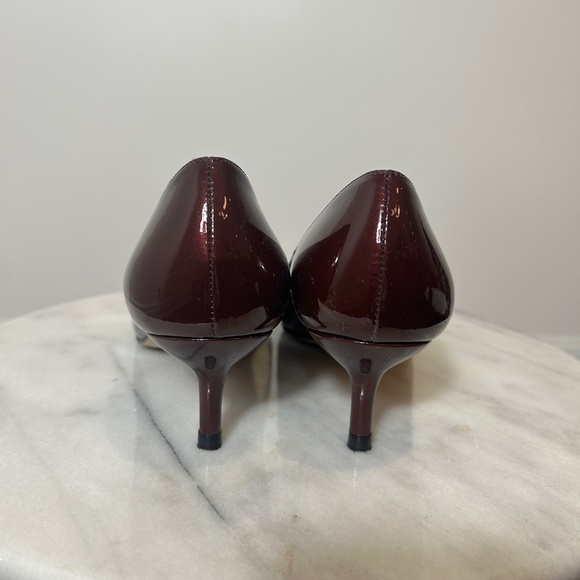 L.K. BENNETT Patent Bordeaux Kitten Heels - Picture 2 of 7